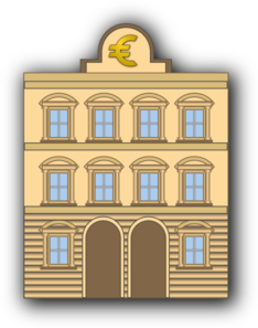 Bank Building With Euro Sign Clip Art